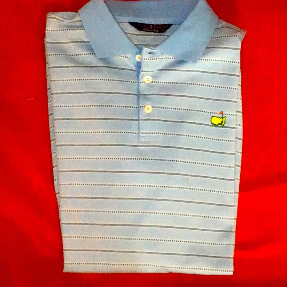 Masters Clubhouse Collection Stripe Polo never worn sz XL blue made in Italy